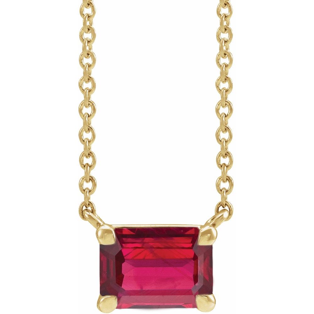 Emerald Cut Birthstone Gemstone or Diamond Necklace