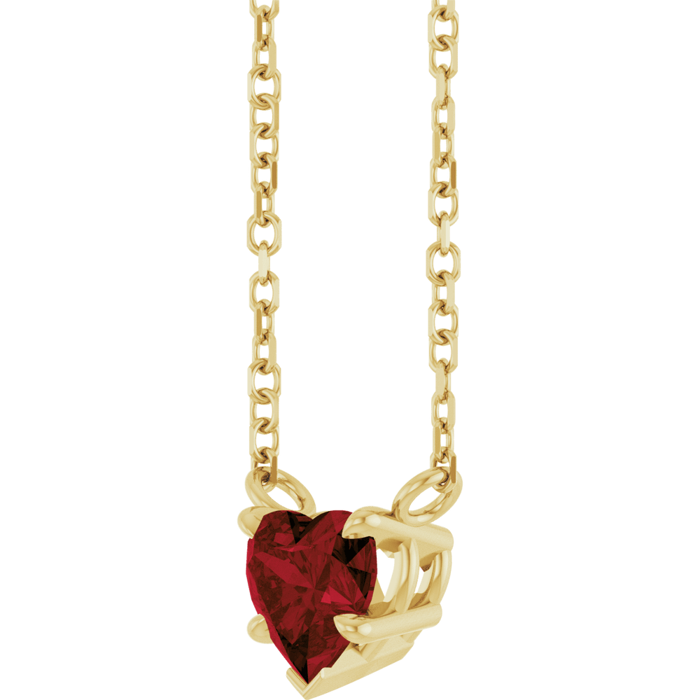 Heart Shaped Natural Garnet Pendant Necklace