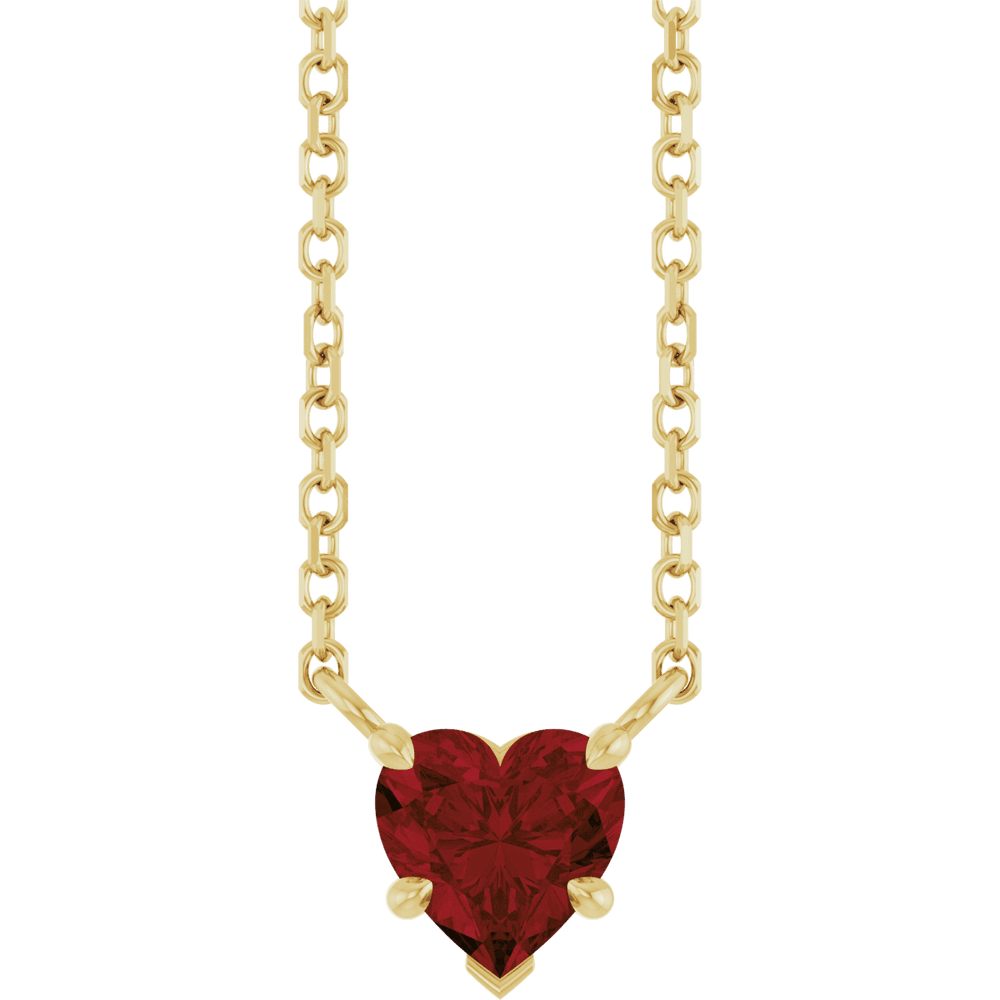 Heart Shaped Natural Garnet Pendant Necklace