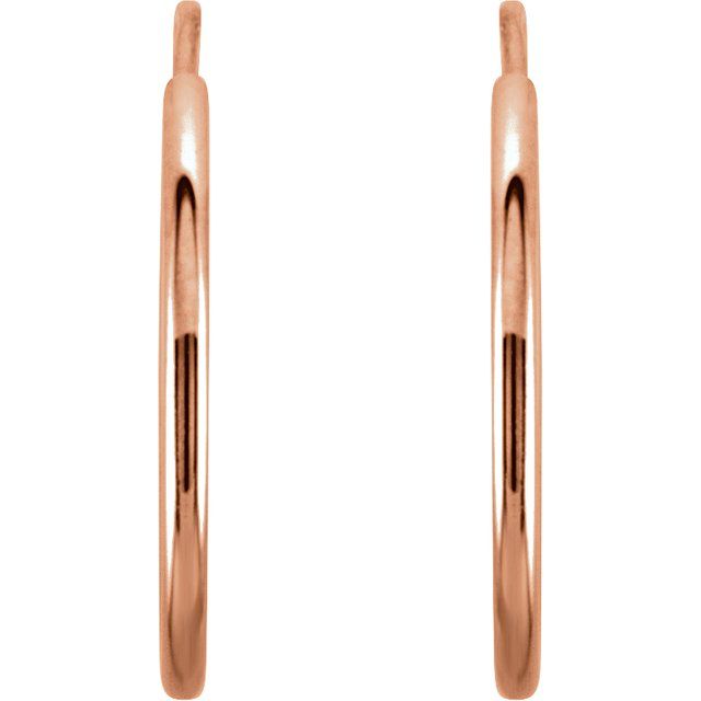 14k Gold 12 mm Endless Huggie Hoop Earrings