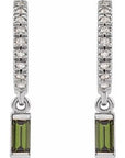 14K Natural Green Tourmaline & .08 CTW Natural Diamond French-Set Hoop Earrings