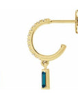 14K Natural London Blue Topaz & .08 CTW Natural Diamond French-Set Hoop Earrings