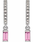 14K Natural Pink Sapphire & .08 CTW Natural Diamond French-Set Hoop Earrings