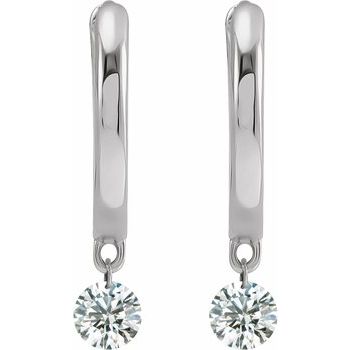14K 1/3 CTW Drilled Natural Diamond Hinged Hoop Earrings