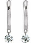 14K 1/3 CTW Drilled Natural Diamond Hinged Hoop Earrings