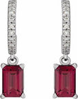 14K Natural Rhodolite Garnet & .08 CTW Natural Diamond French-Set Hoop Earrings