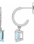 14K Natural Sky Blue Topaz & .08 CTW Natural Diamond French-Set Hoop Earrings