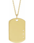 14K 3-Stone Family Engravable Dog Tag 16-18" Necklace Mounting