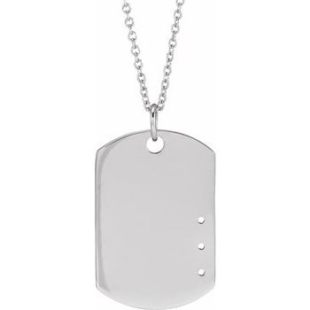 14K 3-Stone Family Engravable Dog Tag 16-18&quot; Necklace Mounting