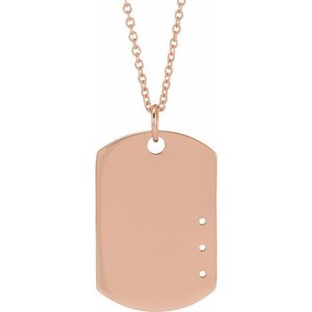 14K 3-Stone Family Engravable Dog Tag 16-18" Necklace