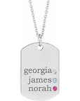 14K 3-Stone Family Engravable Dog Tag 16-18" Necklace Mounting
