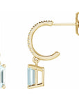 14K Natural Sky Blue Topaz & .08 CTW Natural Diamond French-Set Hoop Earrings