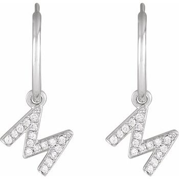 14K .06 CTW Natural Diamond Single Initial M Hoop Earring