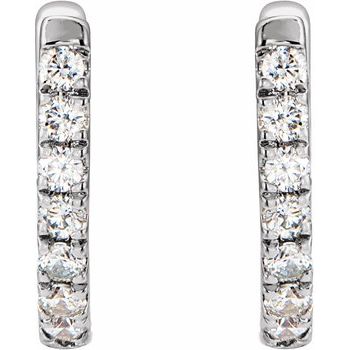 14K 1/6 CTW Diamond Hoop Earrings