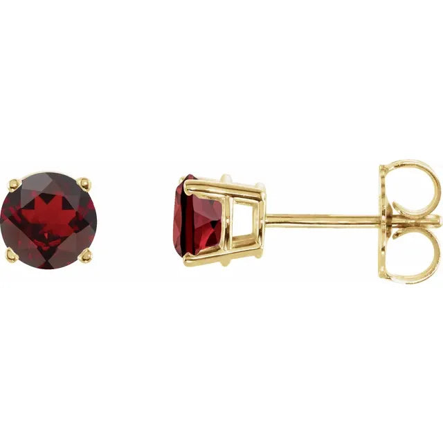 Natural Garnet Stud Earrings