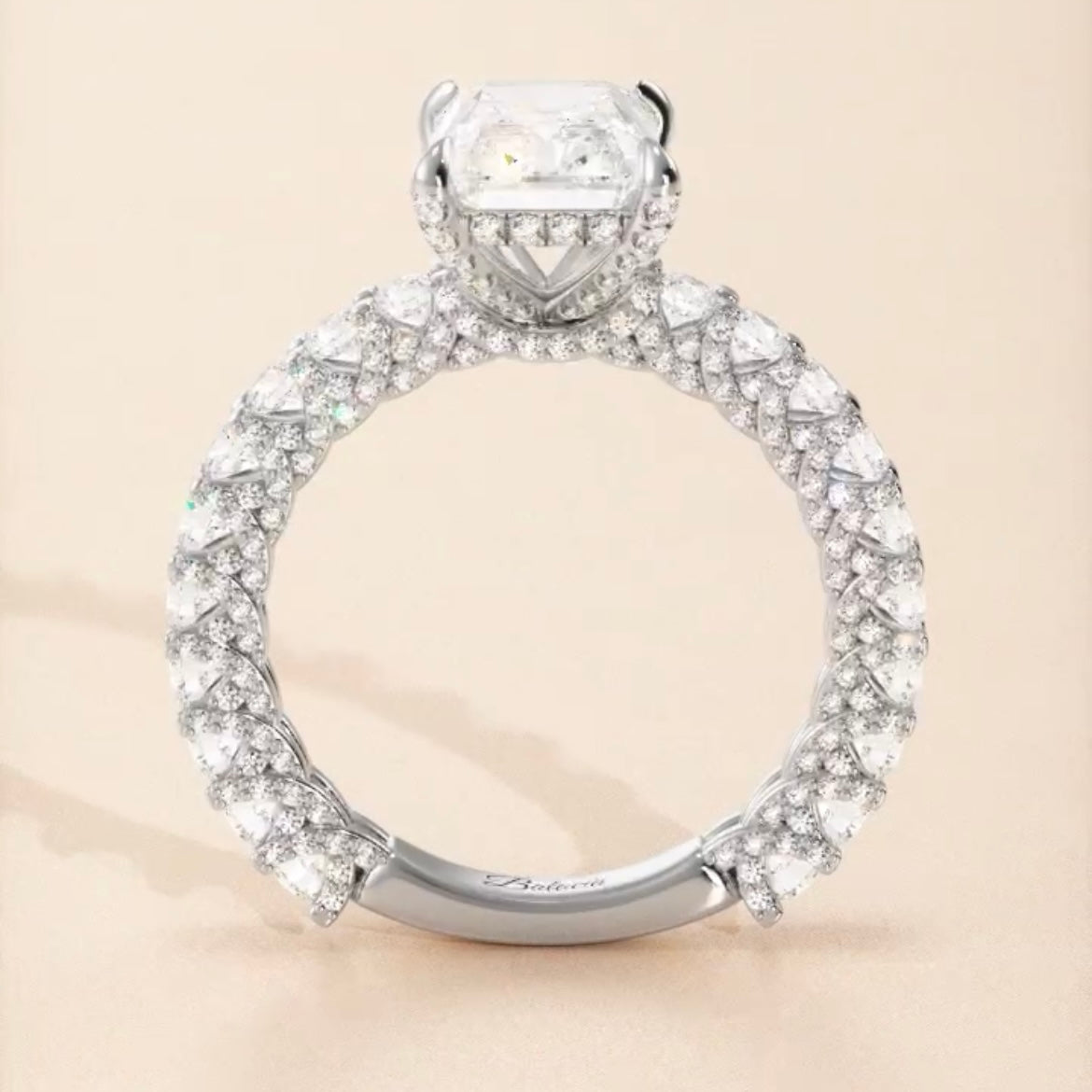 3 Carat Radiant Cut Diamond Engagement Ring Set
