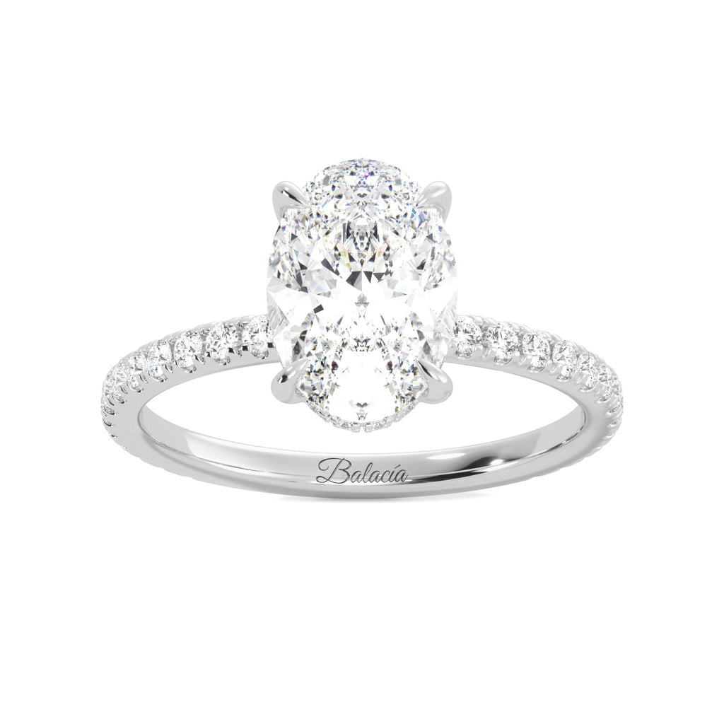 2 Carat Oval Diamond Hidden Halo Engagement Ring