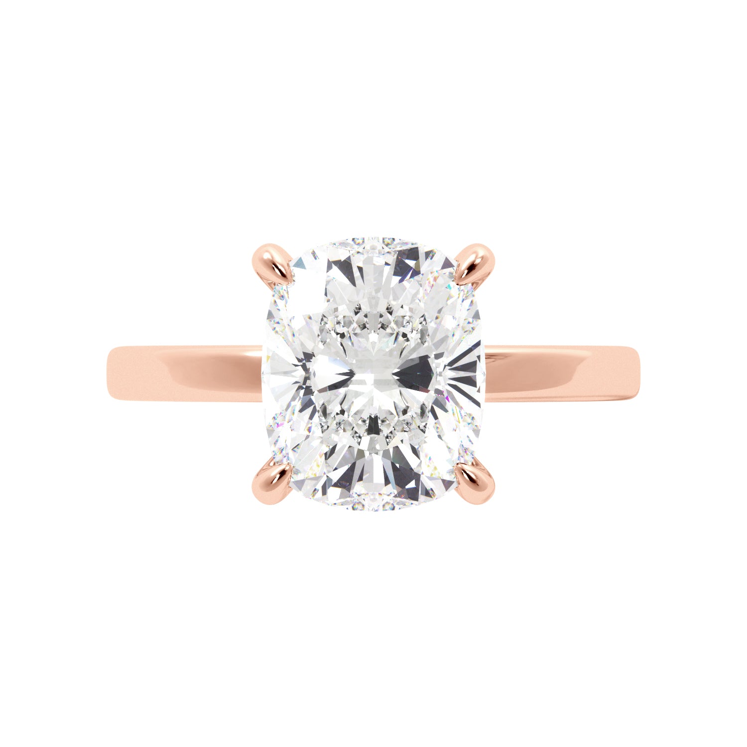 Elongated Cushion Cut Solitaire with Hidden Halo Engagement Ring