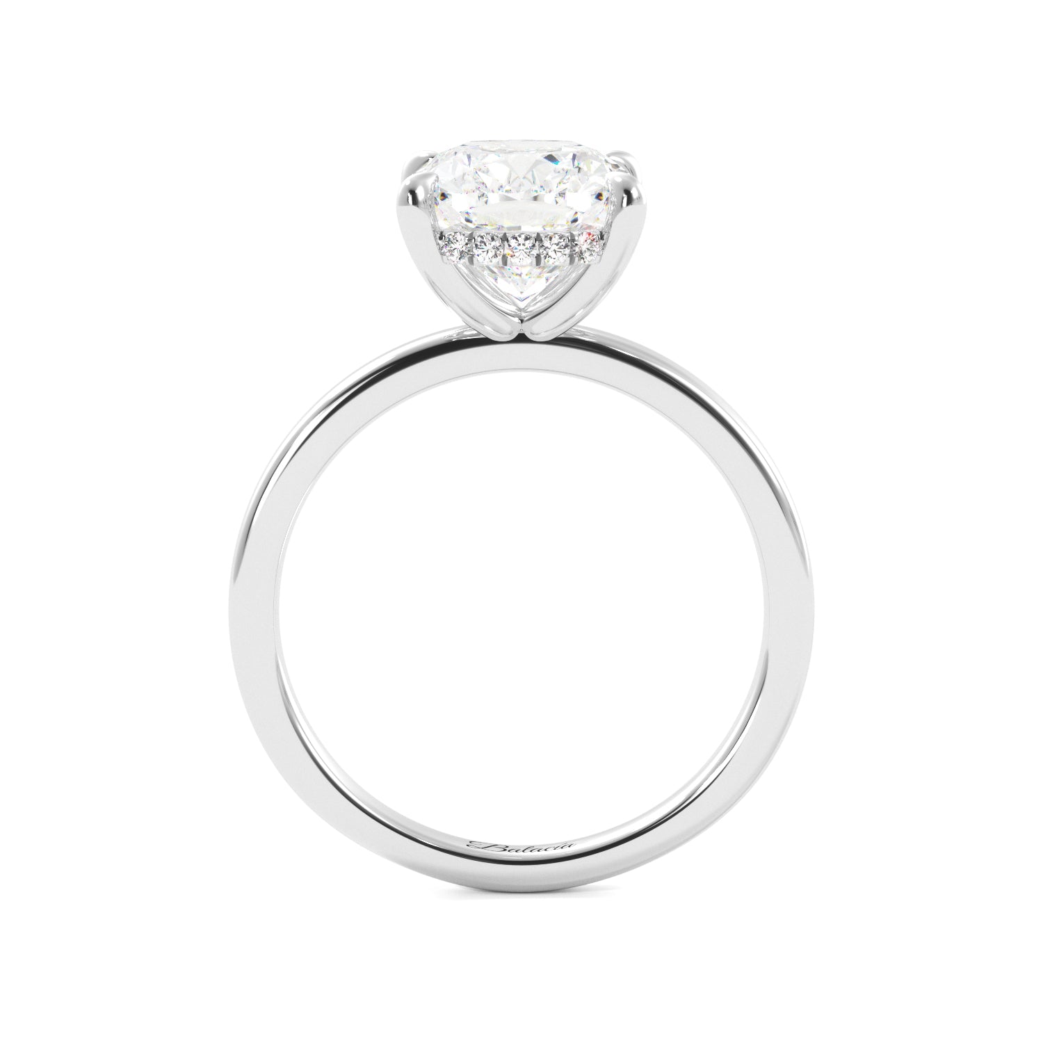 Elongated Cushion Cut Solitaire with Hidden Halo Engagement Ring