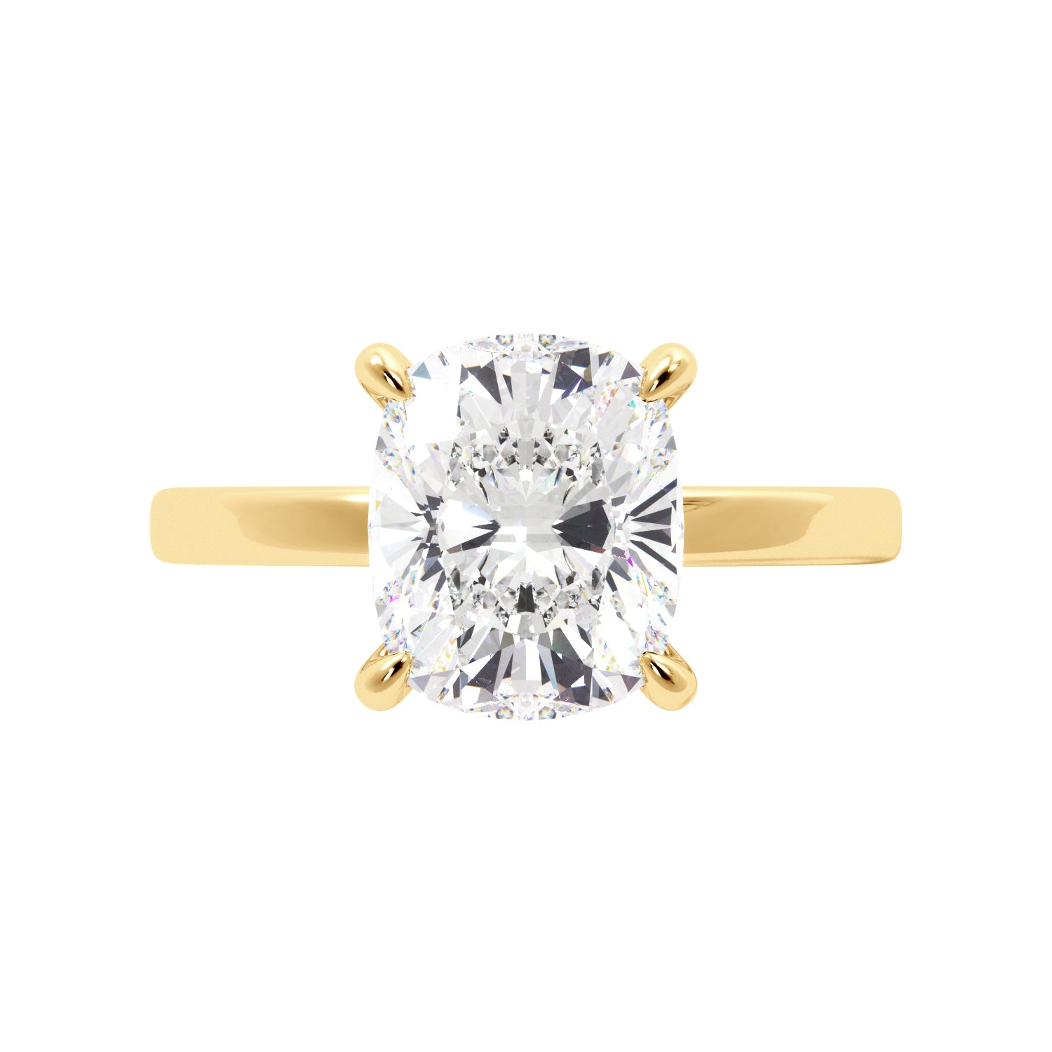 Elongated Cushion Cut Solitaire with Hidden Halo Engagement Ring