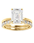 Emerald Cut with Hidden Halo Engagement Ring Set