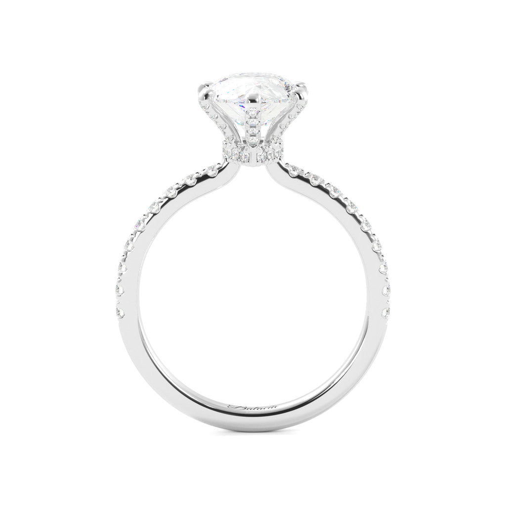 Pear Diamond Half Eternity Hidden Halo Engagement Ring