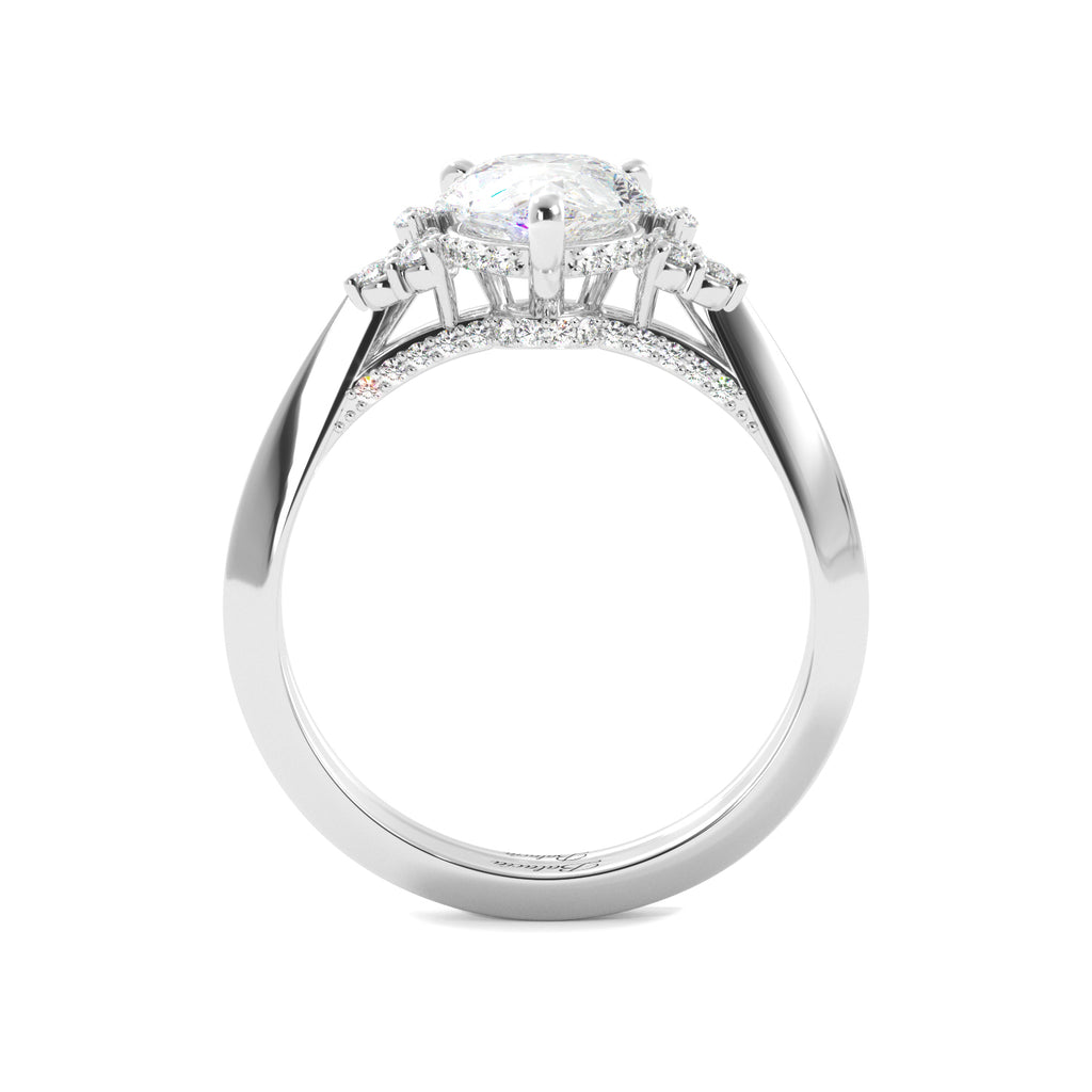 Pear Diamond Engagement Ring with Round Accents