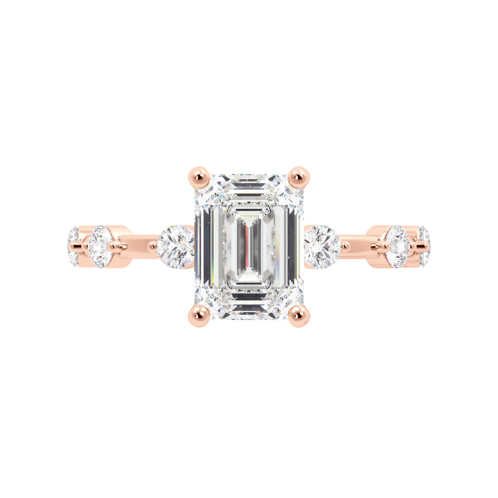 Emerald Cut Dainty Thin Band Engagement Ring