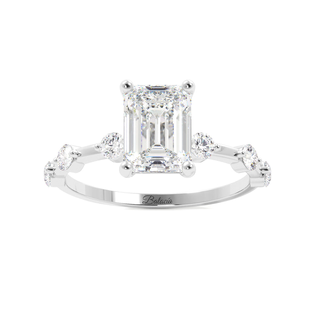 Emerald Cut Dainty Thin Band Engagement Ring