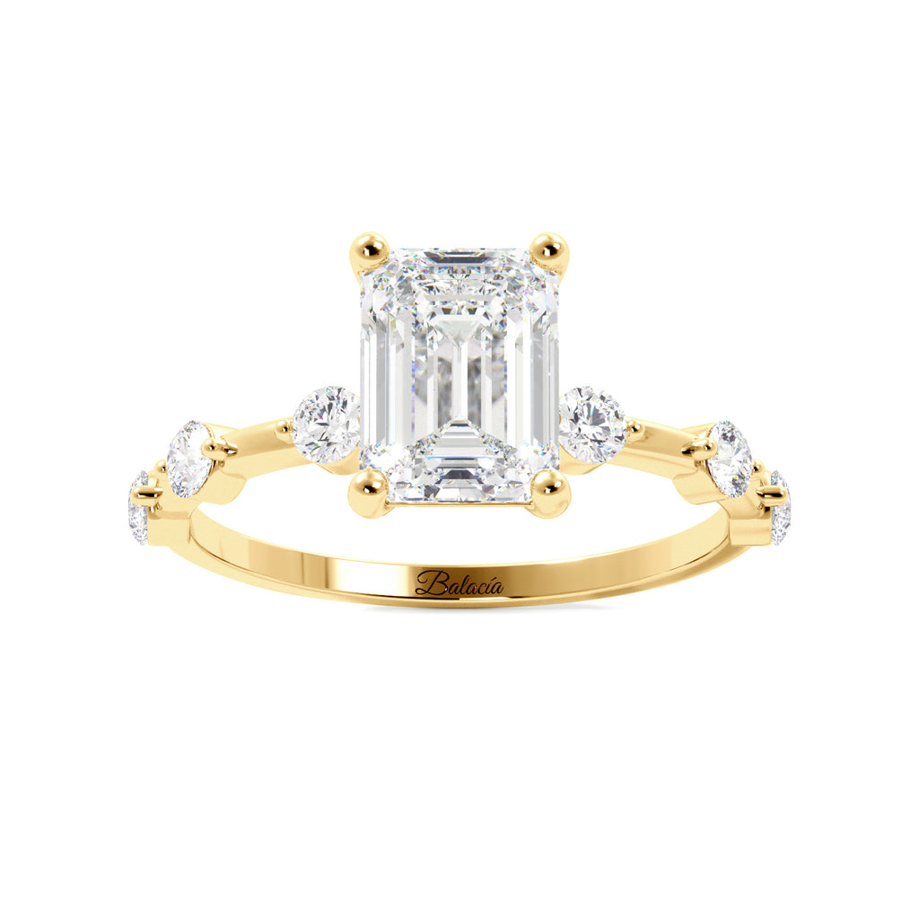 Emerald Cut Dainty Thin Band Engagement Ring