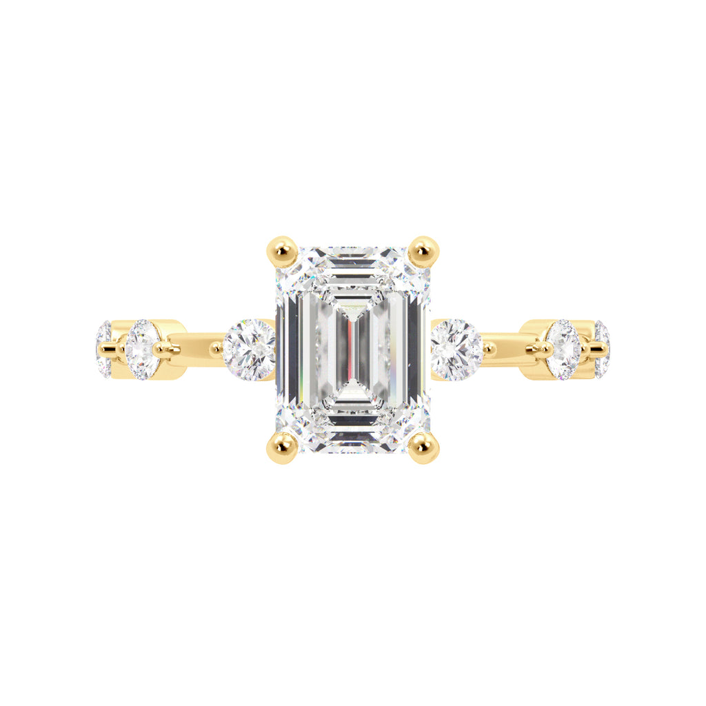 Emerald Cut Dainty Thin Band Engagement Ring