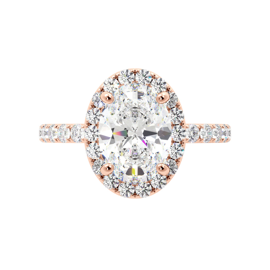 Oval Halo Pave 3/4 Eternity Engagement Ring