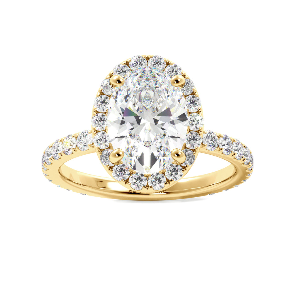 Oval Halo Pave 3/4 Eternity Engagement Ring