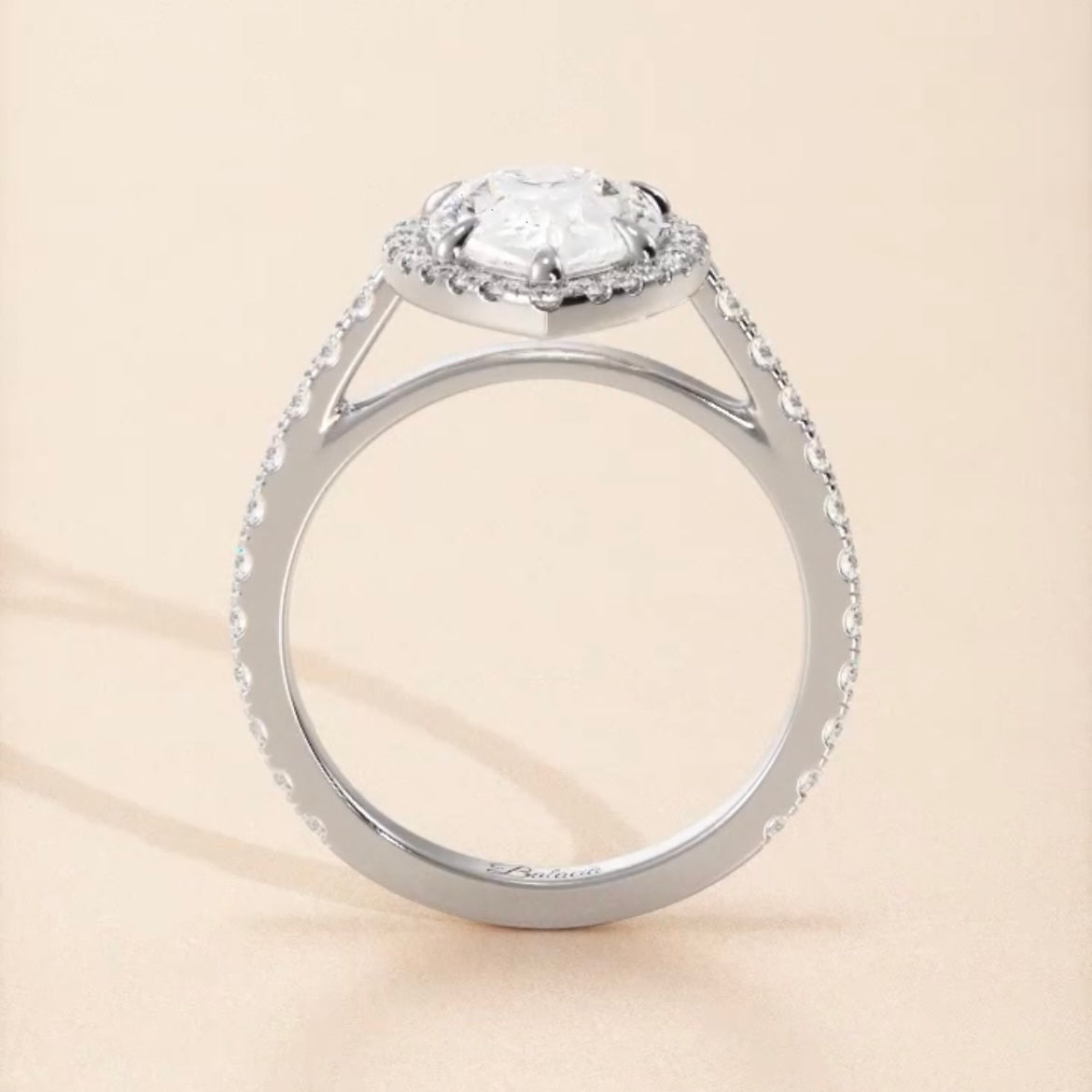 2 Carat Pear Diamond Halo Engagement Ring
