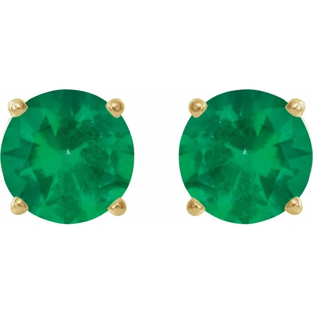 Green Emerald Stud Earrings