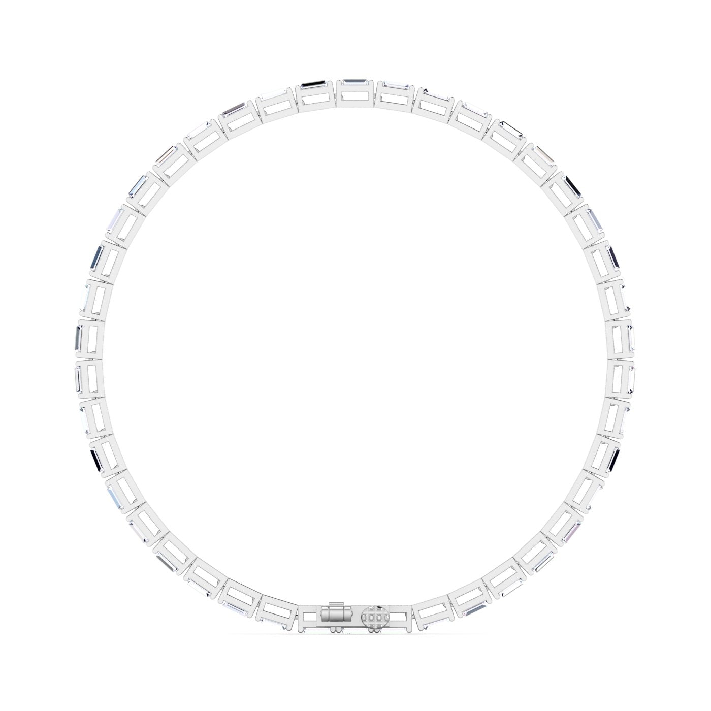 Exquisite Horizontal Emerald Cut Diamond Tennis Bracelet - Luxurious and sophisticated with horizontal emerald-cut diamonds | White Gold | Side View