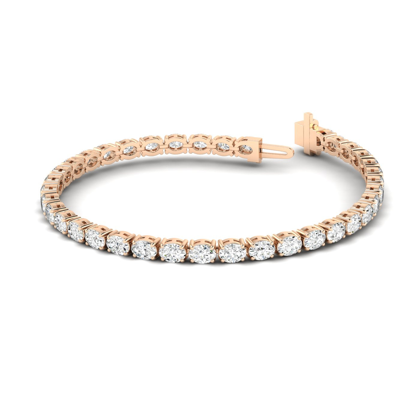 Charming Oval Diamond Tennis Bracelet - Elegant and timeless diamond jewelry | Rose Gold | Back View