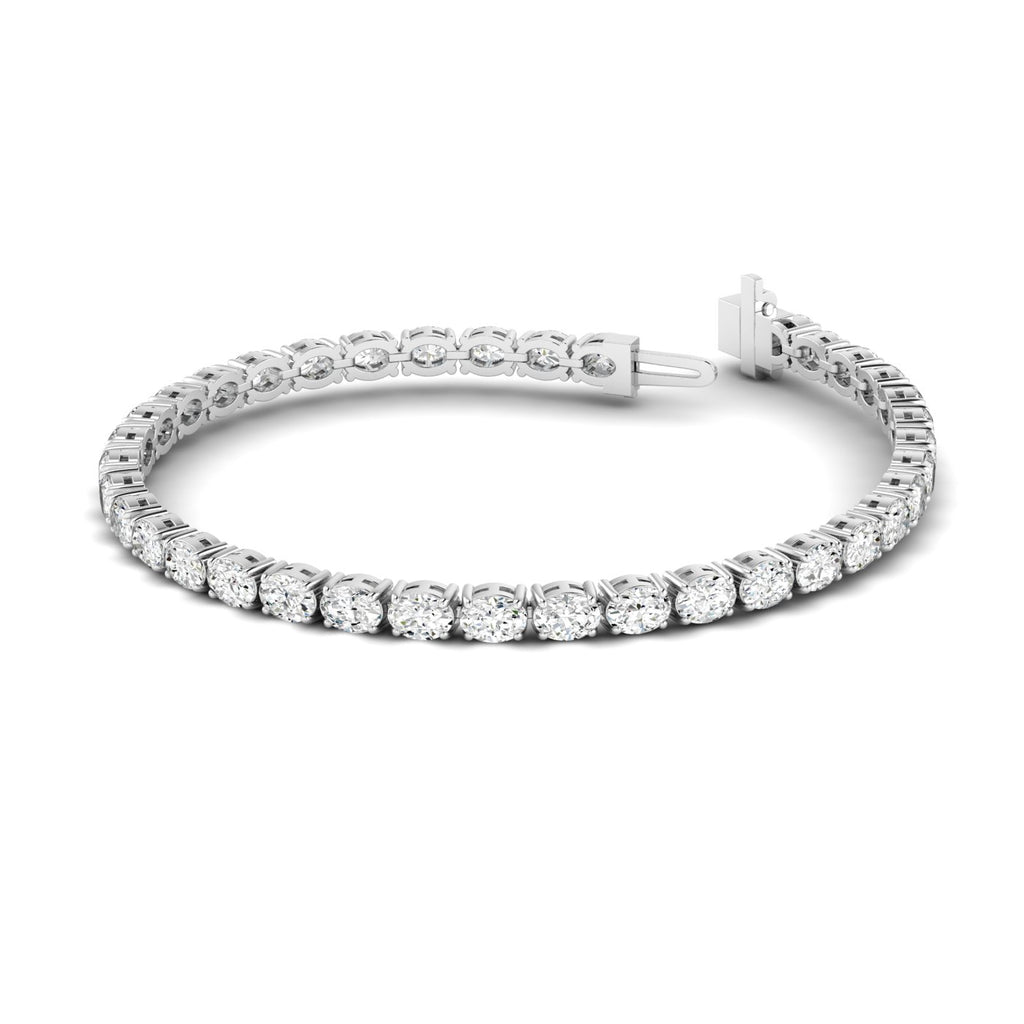 Charming Oval Diamond Tennis Bracelet - Elegant and timeless diamond jewelry | White Gold | Back View