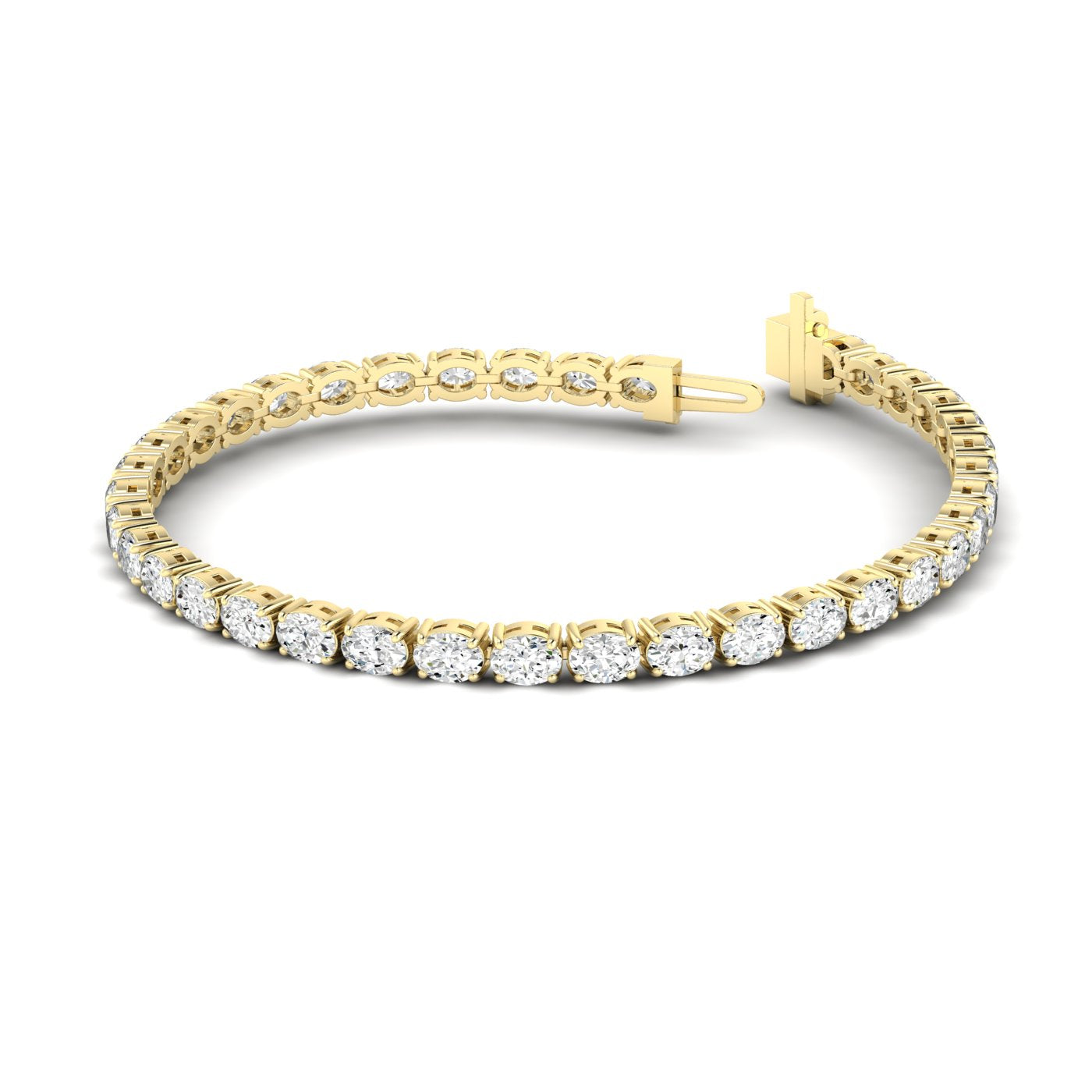 Charming Oval Diamond Tennis Bracelet - Elegant and timeless diamond jewelry | Yellow Gold | Back View