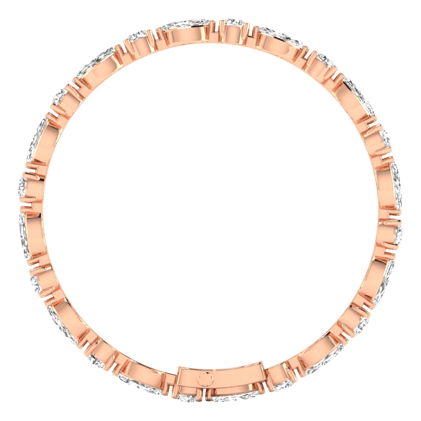 Dynamic Round &amp; Marquise Diamond Bracelet - Featuring a stunning mix of round and marquise diamonds for a bold, elegant design | Rose Gold | Side View