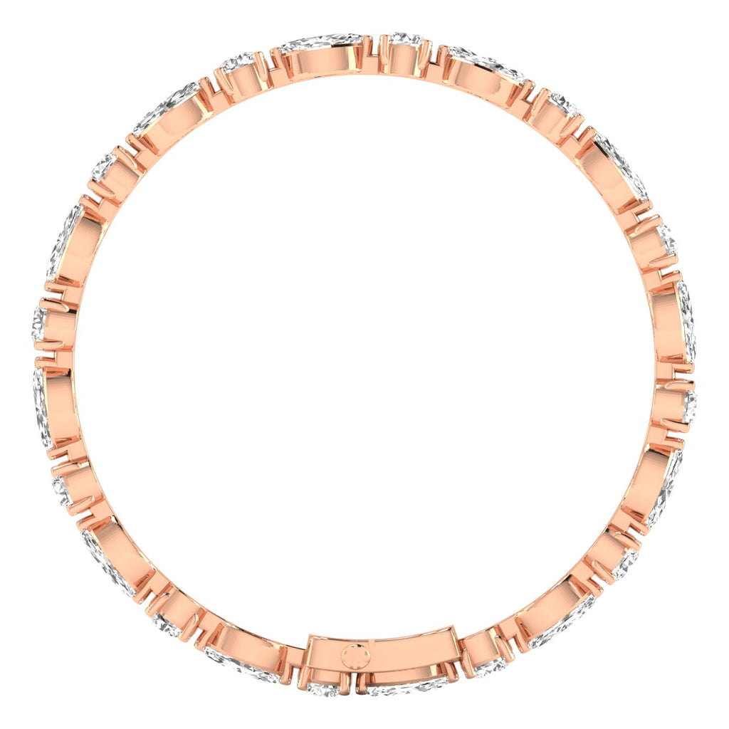 Dynamic Round & Marquise Diamond Bracelet - Featuring a stunning mix of round and marquise diamonds for a bold, elegant design | Rose Gold | Side View