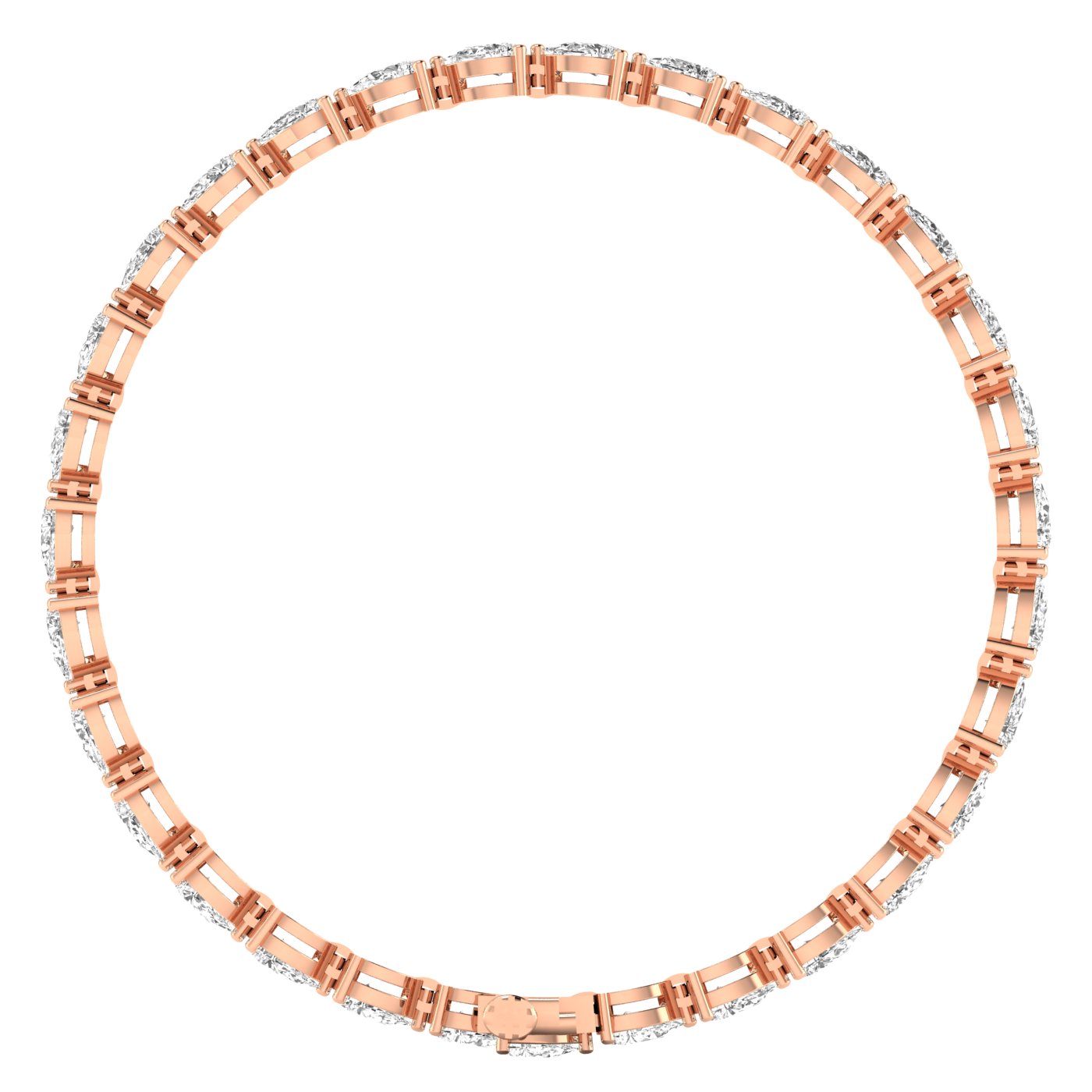 Classic pear diamond tennis bracelet featuring beautifully arranged pear-shaped diamonds in a timeless and elegant design | Rose Gold | Side View