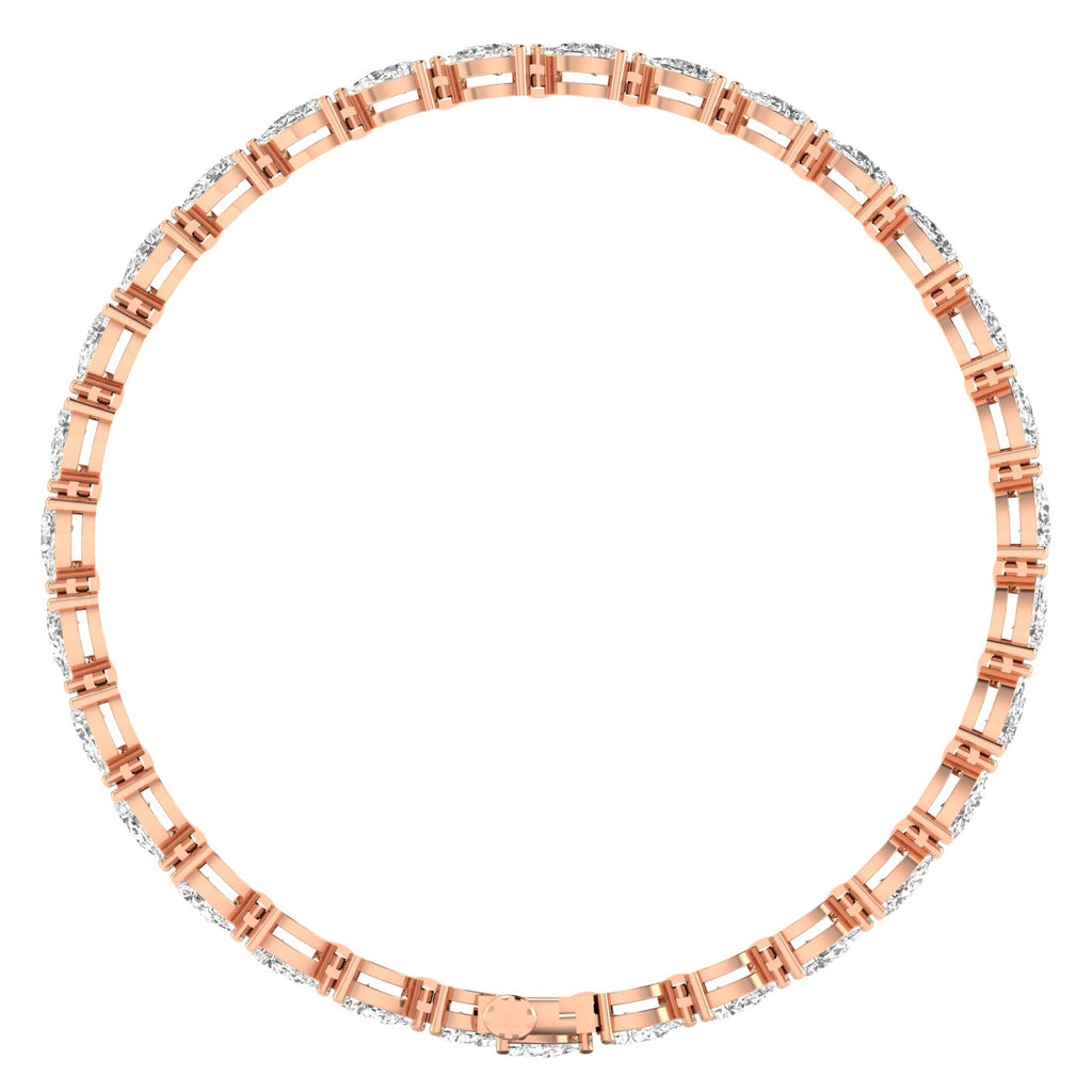 Classic pear diamond tennis bracelet featuring beautifully arranged pear-shaped diamonds in a timeless and elegant design | Rose Gold | Side View