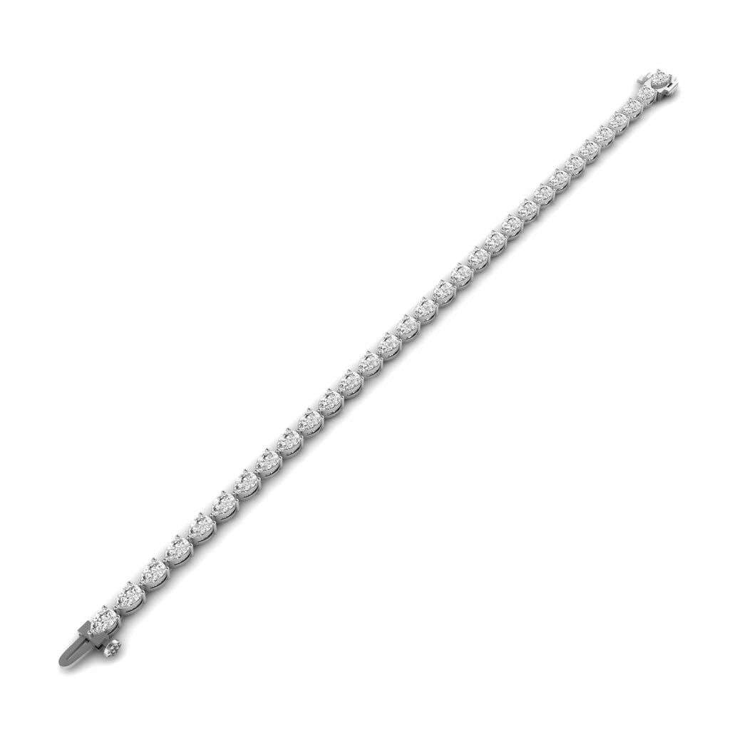 Classic pear diamond tennis bracelet featuring beautifully arranged pear-shaped diamonds in a timeless and elegant design | White Gold | Front View