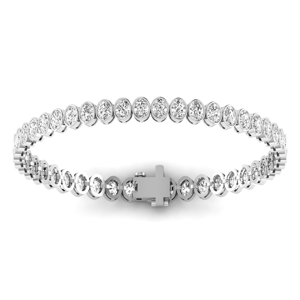 Sleek Bezel Oval Diamond Tennis Bracelet - Modern design with bezel-set oval diamonds | White Gold | Back View