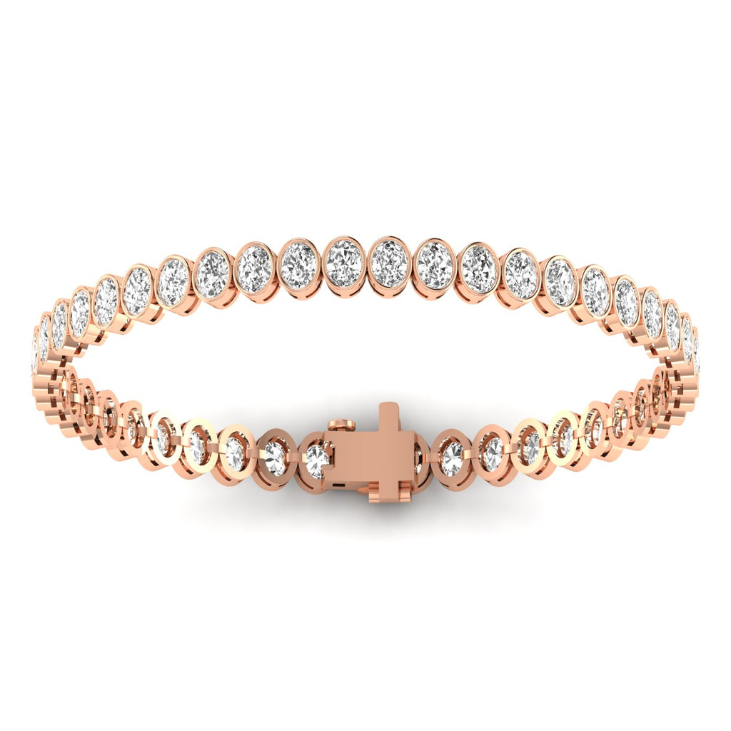 Sleek Bezel Oval Diamond Tennis Bracelet - Modern design with bezel-set oval diamonds | Rose Gold | Back View