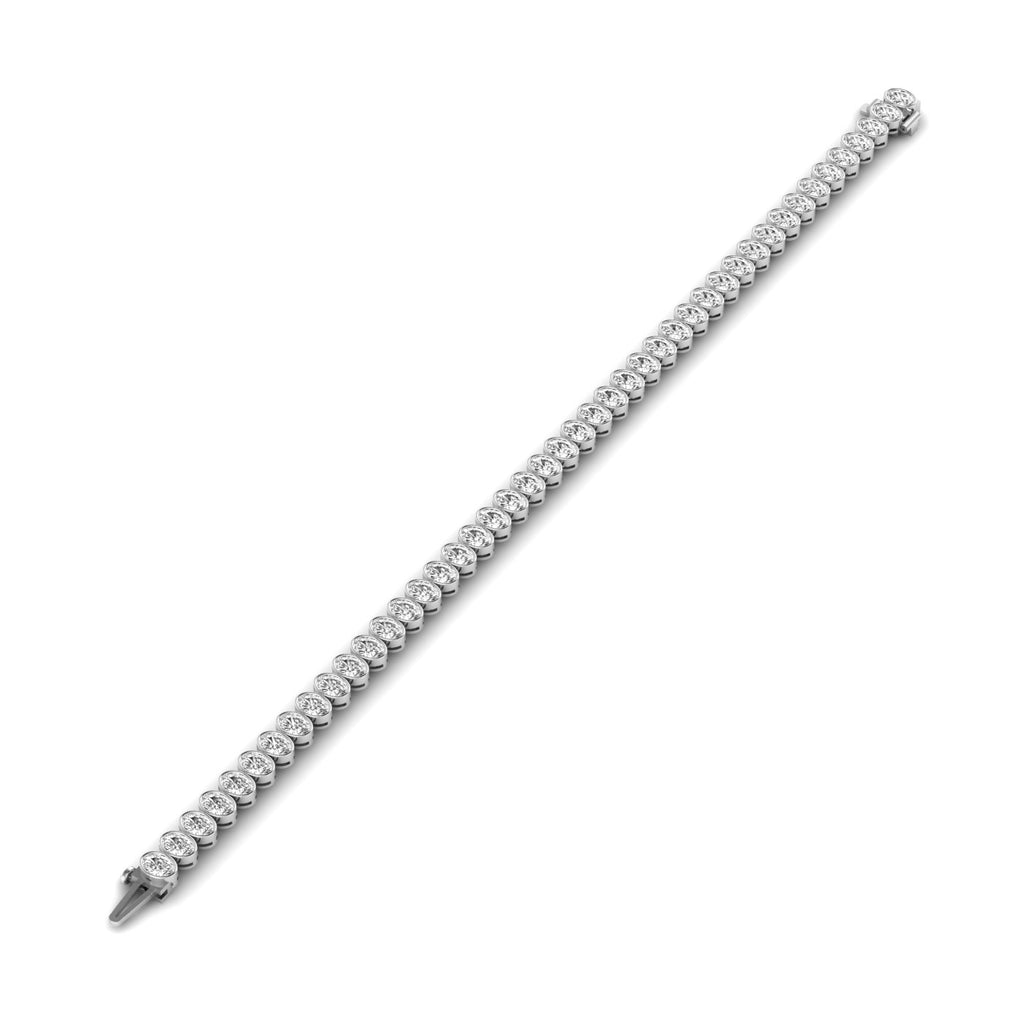 Sleek Bezel Oval Diamond Tennis Bracelet - Modern design with bezel-set oval diamonds | White Gold | Front View