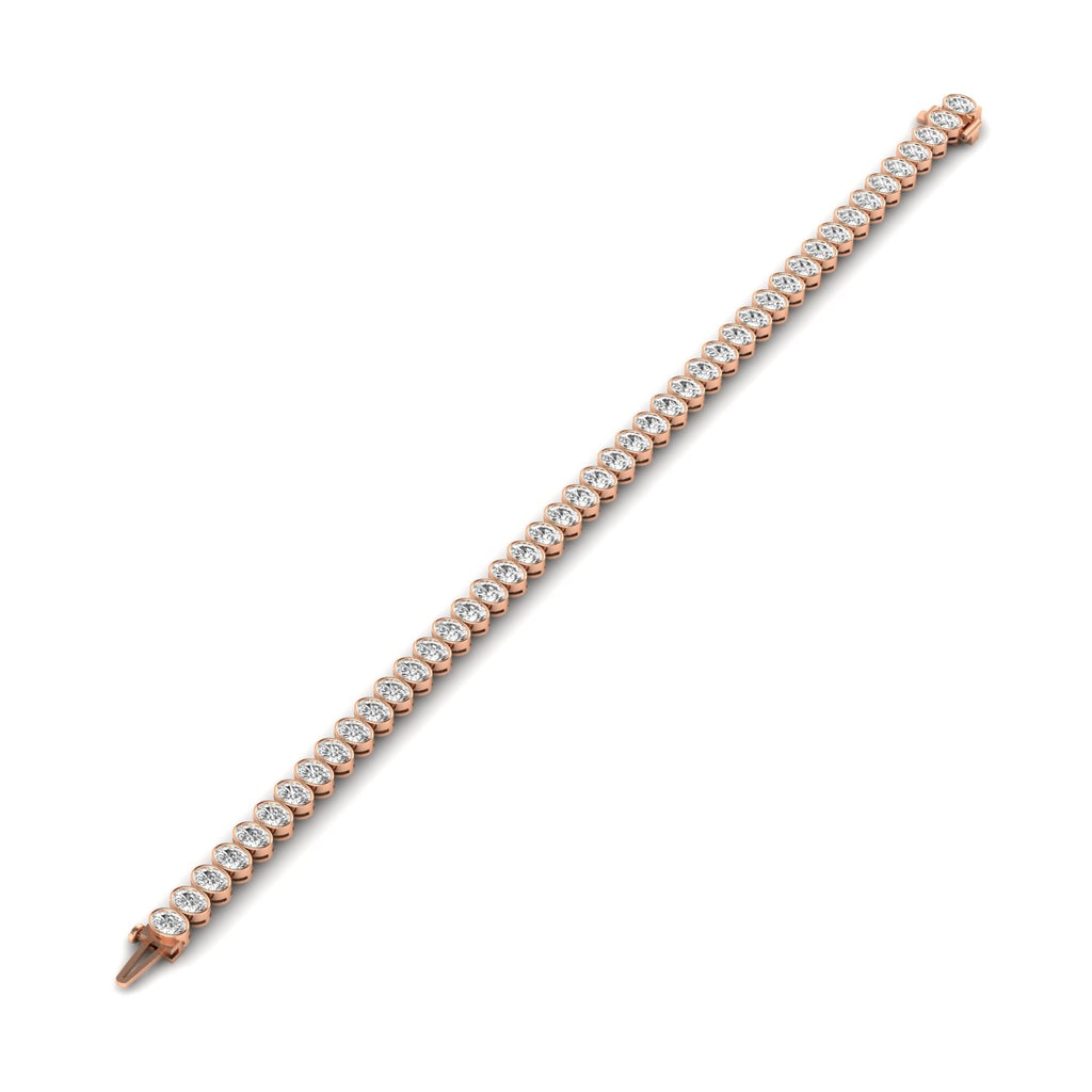 Sleek Bezel Oval Diamond Tennis Bracelet - Modern design with bezel-set oval diamonds | Rose Gold | Front View