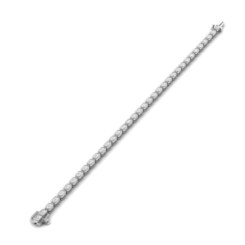 Majestic Emerald Cut Diamond Tennis Bracelet - Stunning design with elegant emerald-cut diamonds | White Gold | Front View