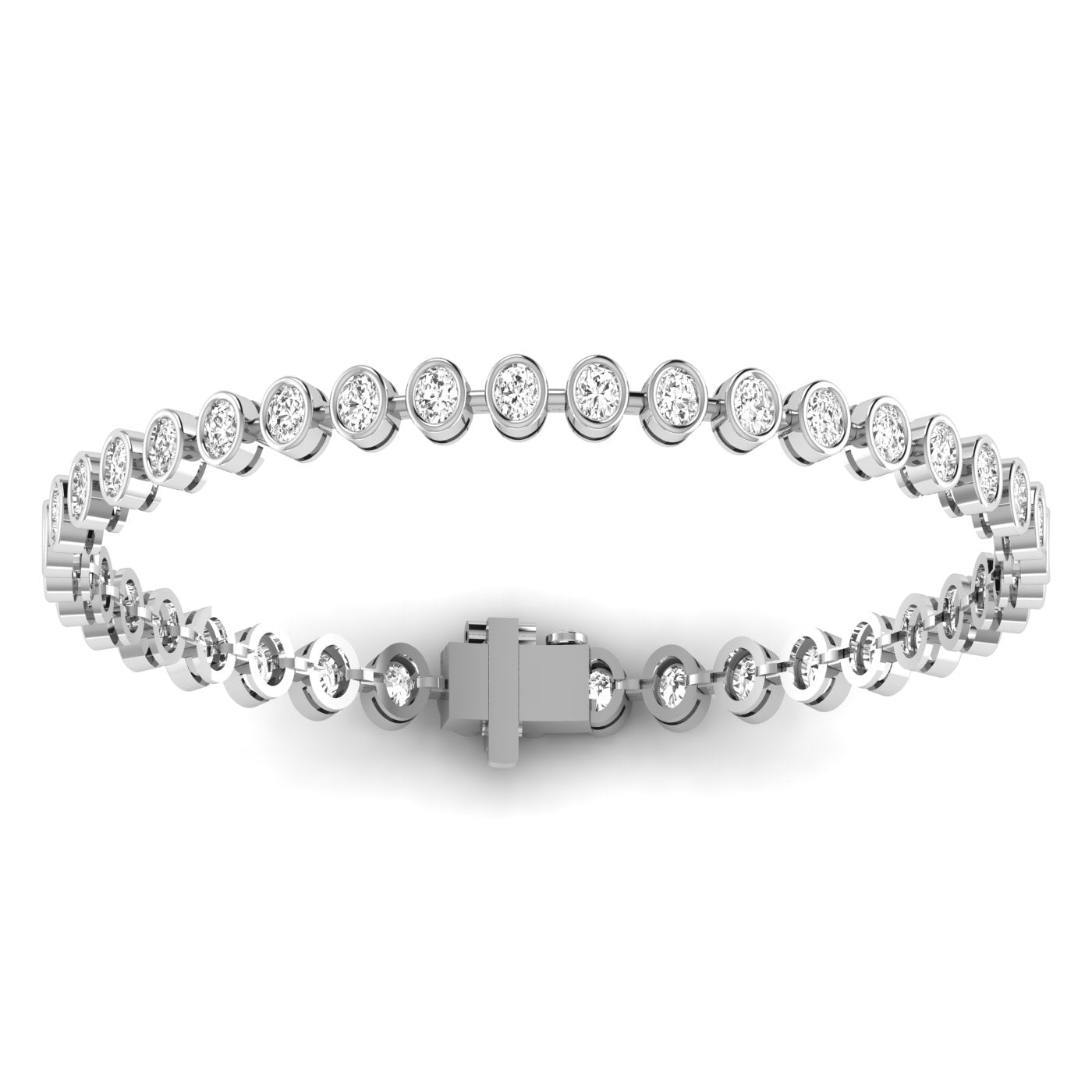 Majestic Bezel Oval Diamond Tennis Bracelet - Featuring bezel-set oval diamonds in an elegant, timeless design | White Gold | Back View